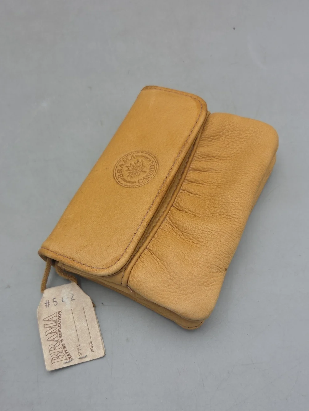 Brama Canada Vintage Deerskin Tan nubuck Leather Coin Purse wallet New
